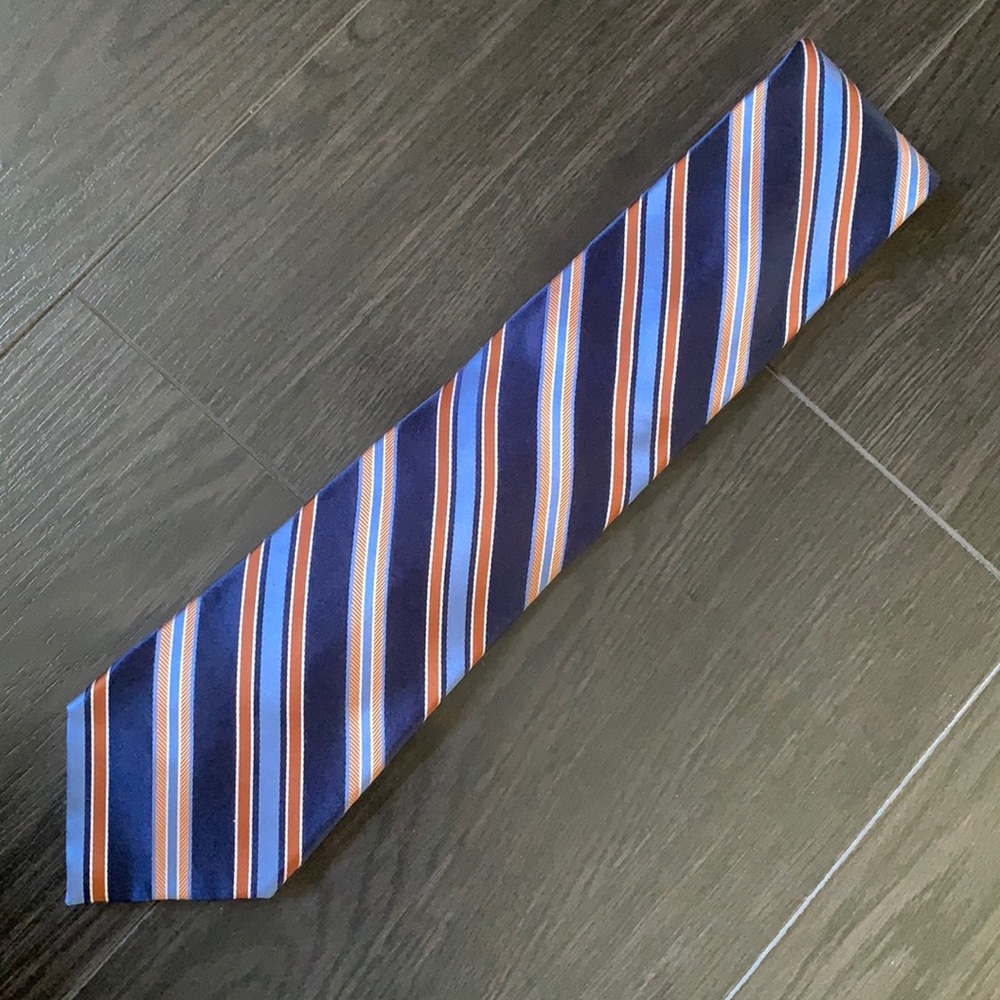 Navy & orange silk tie